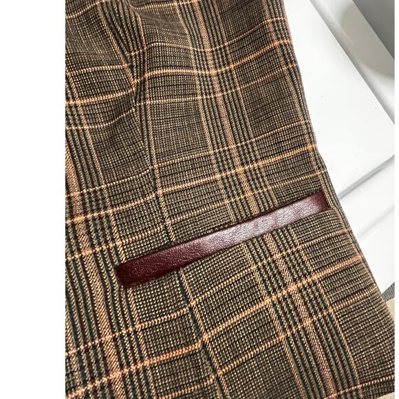 $278 Trina Turk Kofi Plaid V-Neck Fitted Vest | Sz 4, Brown Plaid NEW - Picture 7 of 10